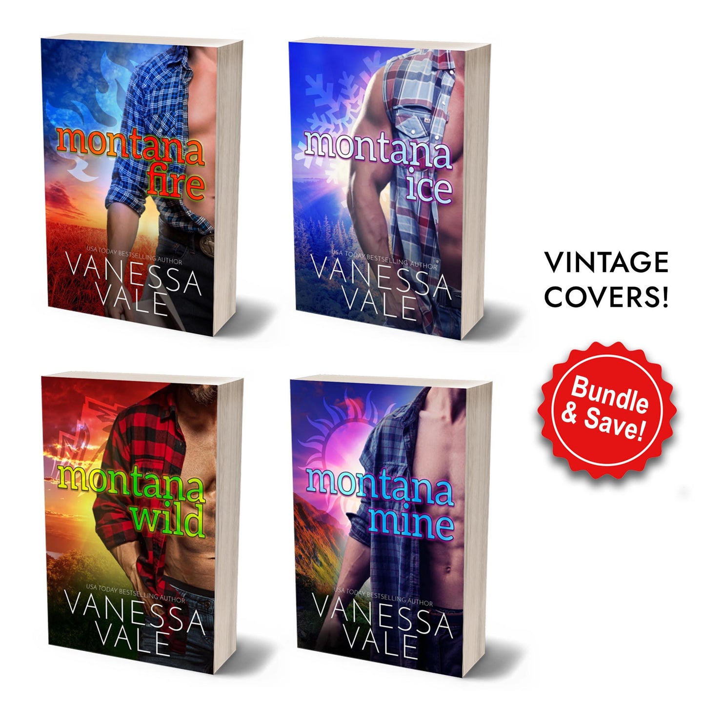 Small Town Romance PAPERBACK BUNDLE - Vintage Covers for the Big Sky Boyfriends Series